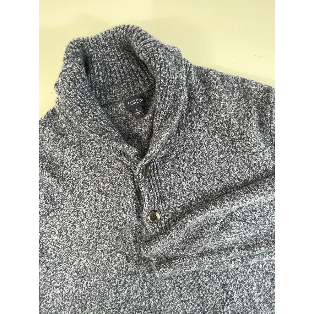 J. Crew Sweater Men's Large Knit‎ Shawl Collar Lambs Wool Blend Soft Long Sleeve